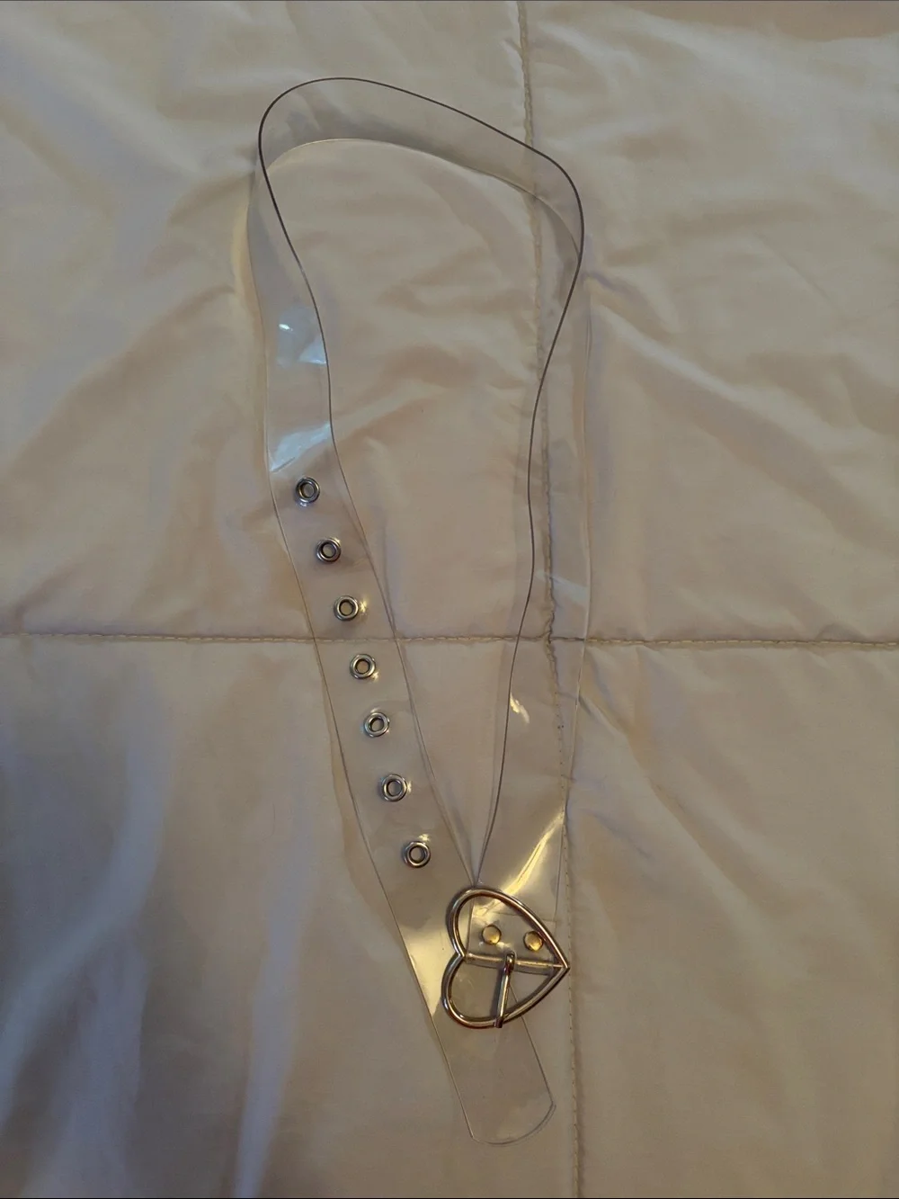 Transparent Women's Belt with Gold Heart Buckle